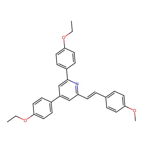 2,4-bis(4-ethoxyphenyl)-6-[(E)-2-(4-methoxyphenyl)ethenyl]pyridine structure