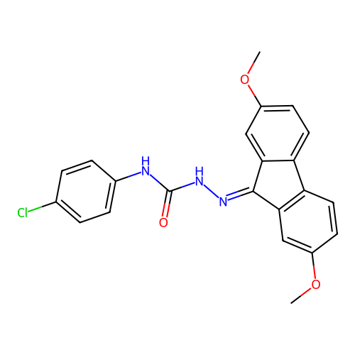 N-(4-chlorophenyl)-2-(2,7-dimethoxy-9H-fluoren-9-ylidene)hydrazinecarboxamide structure