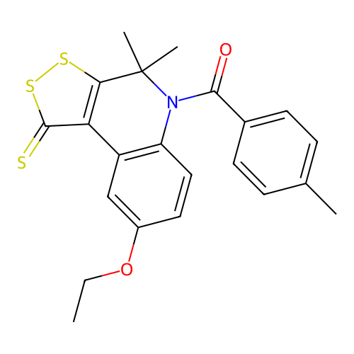 (8-ethoxy-4,4-dimethyl-1-sulfanylidenedithiolo[3,4-c]quinolin-5-yl)-(4-methylphenyl)methanone structure