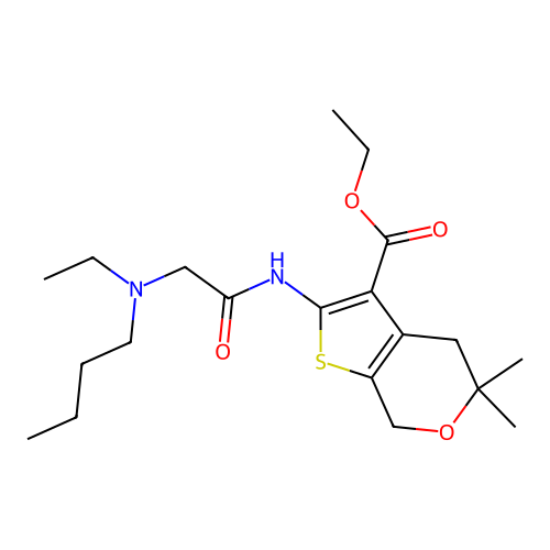 ethyl 2-(2-(butyl(ethyl)amino)acetamido)-5,5-dimethyl-5,7-dihydro-4H-thieno[2,3-c]pyran-3-carboxylate structure
