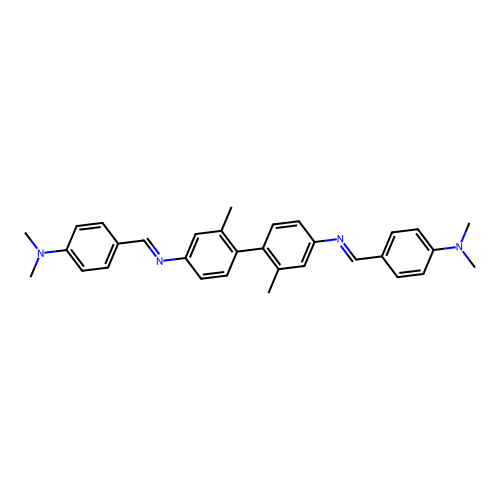 N,N'-bis{(E)-[4-(dimethylamino)phenyl]methylidene}-2,2'-dimethylbiphenyl-4,4'-diamine structure