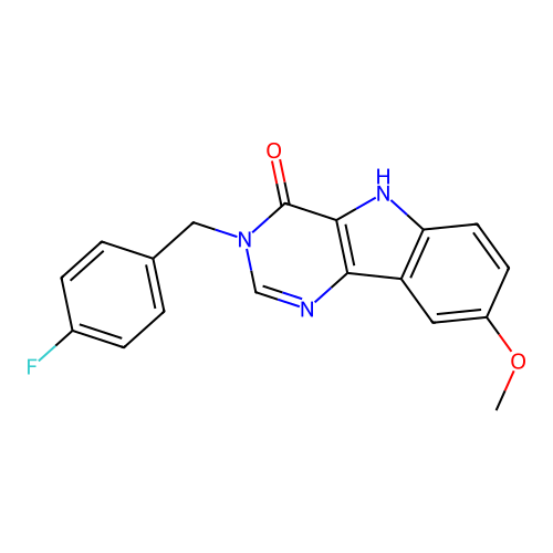 3-(4-fluorobenzyl)-8-methoxy-3,5-dihydro-4H-pyrimido[5,4-b]indol-4-one structure