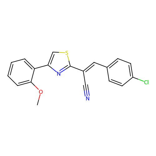 (E)-3-(4-chlorophenyl)-2-(4-(2-methoxyphenyl)thiazol-2-yl)acrylonitrile structure