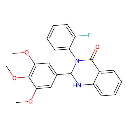 3-(2-fluorophenyl)-2-(3,4,5-trimethoxyphenyl)-2,3-dihydroquinazolin-4(1H)-one structure