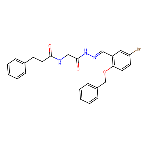 (E)-N-(2-(2-(2-(benzyloxy)-5-bromobenzylidene)hydrazinyl)-2-oxoethyl)-3-phenylpropanamide structure