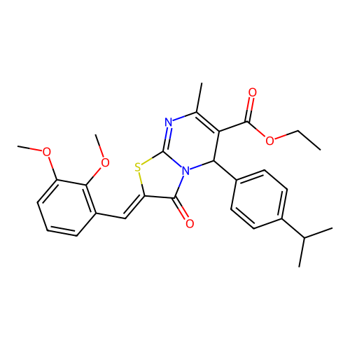 ethyl (2Z)-2-(2,3-dimethoxybenzylidene)-7-methyl-3-oxo-5-[4-(propan-2-yl)phenyl]-2,3-dihydro-5H-[1,3]thiazolo[3,2-a]pyrimidine-6-carboxylate structure