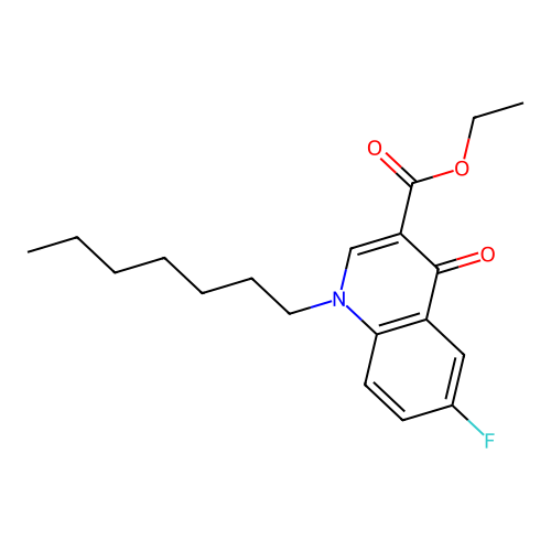 Ethyl 6-fluoro-1-heptyl-4-oxo-1,4-dihydroquinoline-3-carboxylate structure