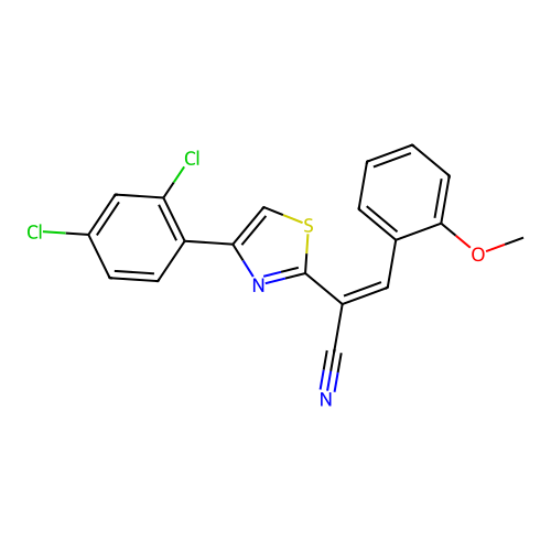 (2Z)-2-[4-(2,4-dichlorophenyl)-1,3-thiazol-2-yl]-3-(2-methoxyphenyl)prop-2-enenitrile structure