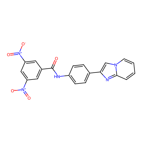 N-(4-(imidazo[1,2-a]pyridin-2-yl)phenyl)-3,5-dinitrobenzamide structure