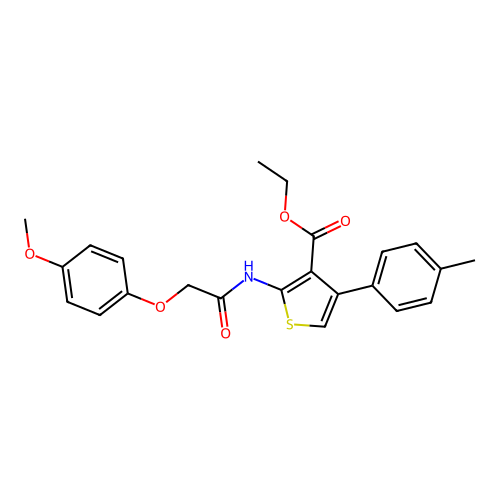 Ethyl 2-[[2-(4-methoxyphenoxy)acetyl]amino]-4-(4-methylphenyl)thiophene-3-carboxylate structure