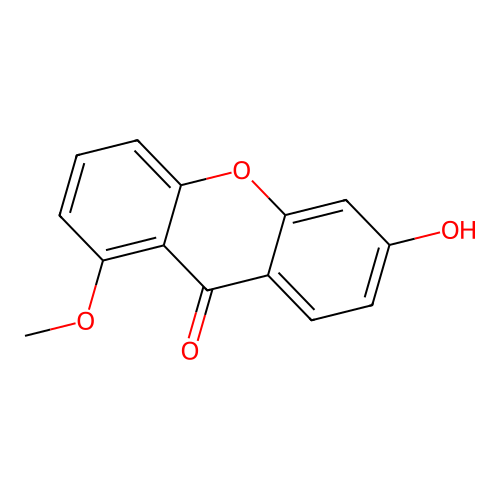 6-hydroxy-1-methoxy-9H-xanthen-9-one structure