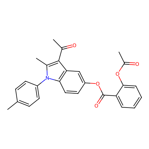 3-acetyl-2-methyl-1-(4-methylphenyl)-1H-indol-5-yl 2-(acetyloxy)benzoate structure
