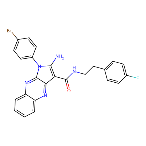 2-amino-1-(4-bromophenyl)-N-(4-fluorophenethyl)-1H-pyrrolo[2,3-b]quinoxaline-3-carboxamide structure