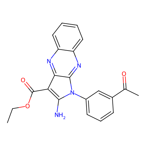 ethyl 1-(3-acetylphenyl)-2-amino-1H-pyrrolo[2,3-b]quinoxaline-3-carboxylate structure