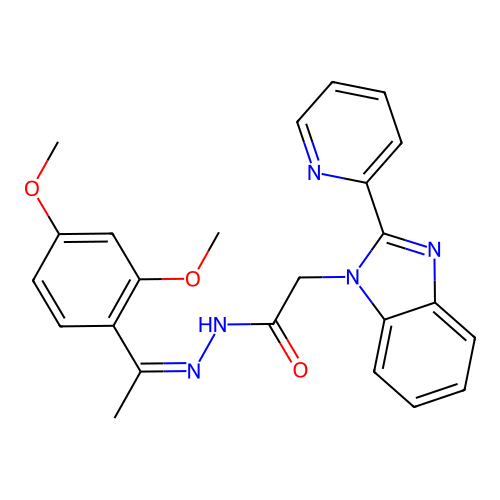 (Z)-N'-(1-(2,4-dimethoxyphenyl)ethylidene)-2-(2-(pyridin-2-yl)-1H-benzo[d]imidazol-1-yl)acetohydrazide structure