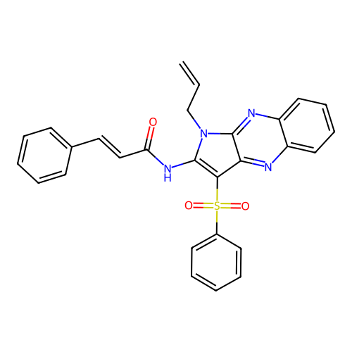 N-(1-allyl-3-(phenylsulfonyl)-1H-pyrrolo[2,3-b]quinoxalin-2-yl)cinnamamide structure