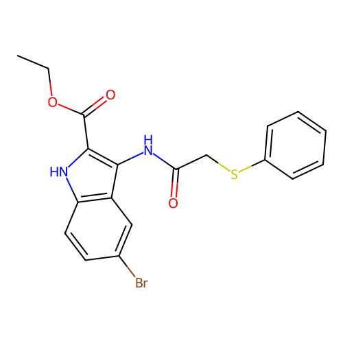 ethyl 5-bromo-3-{[(phenylsulfanyl)acetyl]amino}-1H-indole-2-carboxylate structure