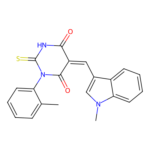 (5Z)-5-[(1-methyl-1H-indol-3-yl)methylidene]-1-(2-methylphenyl)-2-sulfanylpyrimidine-4,6(1H,5H)-dione structure
