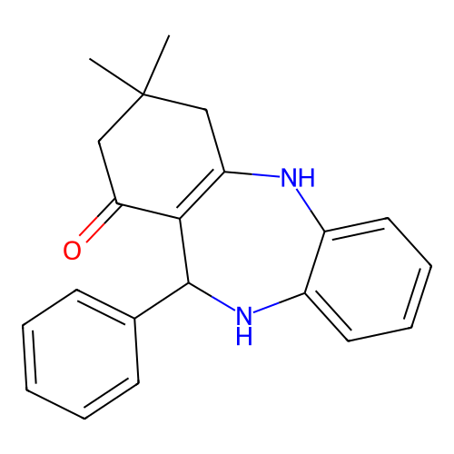 3,3-Dimethyl-11-phenyl-2,3,4,5,10,11-hexahydro-1H-dibenzo[b,e][1,4]diazepin-1-one structure