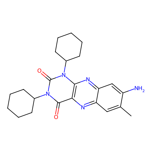 8-amino-1,3-dicyclohexyl-7-methylbenzo[g]pteridine-2,4(1H,3H)-dione structure