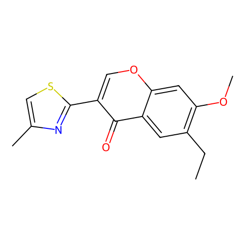 6-ethyl-7-methoxy-3-(4-methyl-1,3-thiazol-2-yl)-4H-chromen-4-one structure