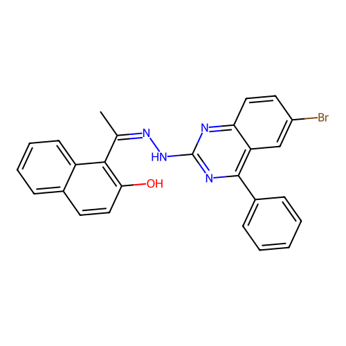 1-(1-(2-(6-Bromo-4-phenylquinazolin-2-yl)hydrazono)ethyl)naphthalen-2-ol structure