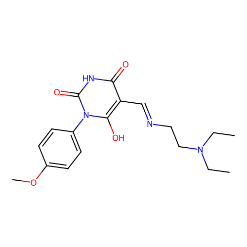 5-[(2-diethylaminoethylamino)methylidene]-1-(4-methoxyphenyl)-1,3-diazinane-2,4,6-trione structure