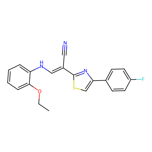 (E)-3-((2-ethoxyphenyl)amino)-2-(4-(4-fluorophenyl)thiazol-2-yl)acrylonitrile structure