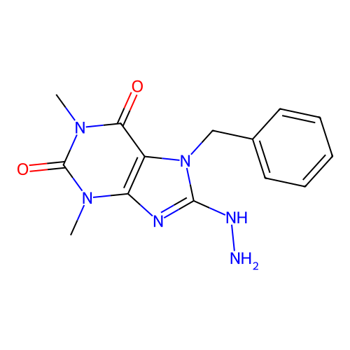 8-Hydrazino-1,3-dimethyl-7-benzyl-1,3,7-trihydropurine-2,6-dione structure
