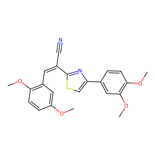 (Z)-3-(2,5-dimethoxyphenyl)-2-(4-(3,4-dimethoxyphenyl)thiazol-2-yl)acrylonitrile structure