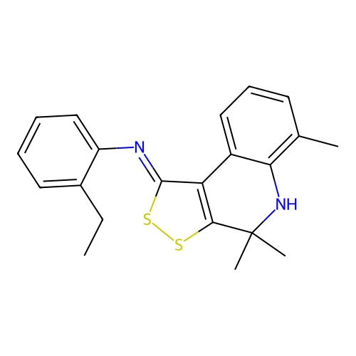 N-(2-ethylphenyl)-4,4,6-trimethyl-5H-dithiolo[3,4-c]quinolin-1-imine structure
