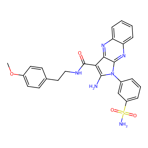 2-amino-N-(4-methoxyphenethyl)-1-(3-sulfamoylphenyl)-1H-pyrrolo[2,3-b]quinoxaline-3-carboxamide structure