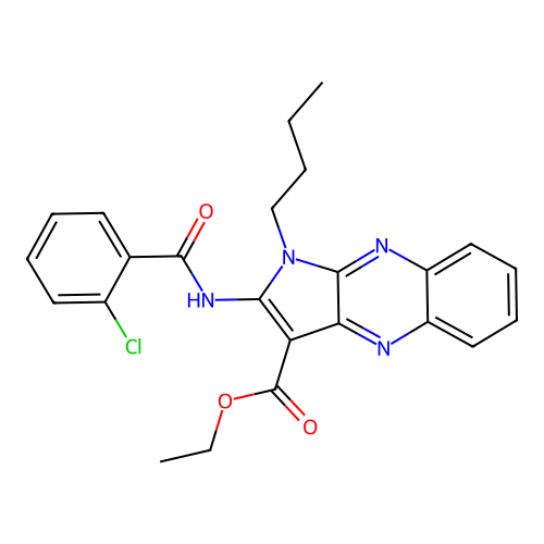 ethyl 1-butyl-2-(2-chlorobenzamido)-1H-pyrrolo[2,3-b]quinoxaline-3-carboxylate structure