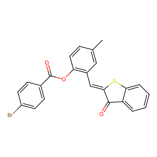 (Z)-4-methyl-2-((3-oxobenzo[b]thiophen-2(3H)-ylidene)methyl)phenyl 4-bromobenzoate structure