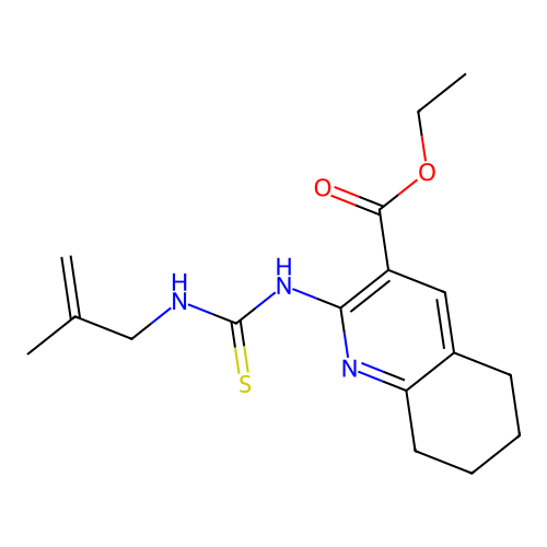 ethyl 2-(2-methylprop-2-enylcarbamothioylamino)-5,6,7,8-tetrahydroquinoline-3-carboxylate structure