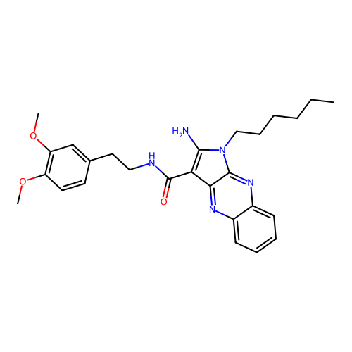 2-amino-N-(3,4-dimethoxyphenethyl)-1-hexyl-1H-pyrrolo[2,3-b]quinoxaline-3-carboxamide structure
