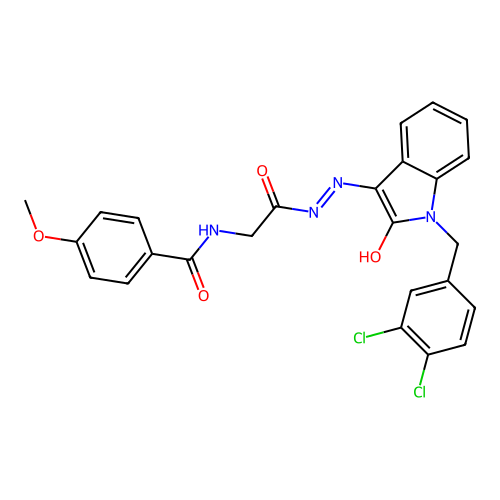 (E)-N-(2-(2-(1-(3,4-dichlorobenzyl)-2-oxoindolin-3-ylidene)hydrazinyl)-2-oxoethyl)-4-methoxybenzamide structure