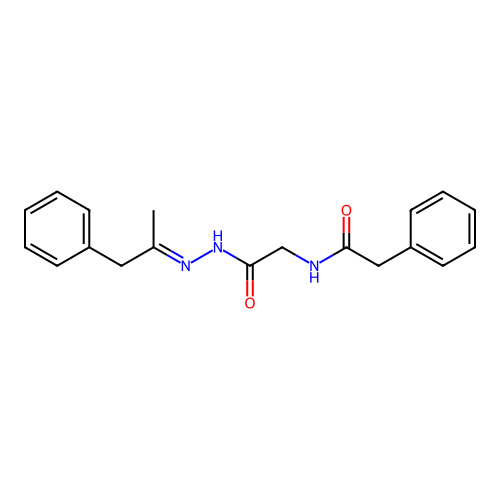 N-[2-oxo-2-[(2E)-2-(1-phenylpropan-2-ylidene)hydrazinyl]ethyl]-2-phenylacetamide structure