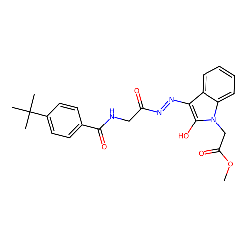 METHYL 2-[(3E)-3-({2-[(4-TERT-BUTYLPHENYL)FORMAMIDO]ACETAMIDO}IMINO)-2-OXO-2,3-DIHYDRO-1H-INDOL-1-YL]ACETATE structure