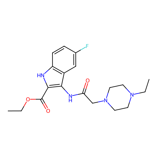 ethyl 3-{[(4-ethylpiperazin-1-yl)acetyl]amino}-5-fluoro-1H-indole-2-carboxylate structure