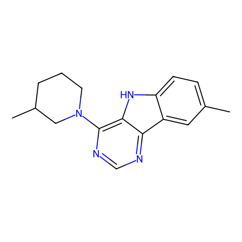 8-methyl-4-(3-methylpiperidin-1-yl)-5H-pyrimido[5,4-b]indole structure