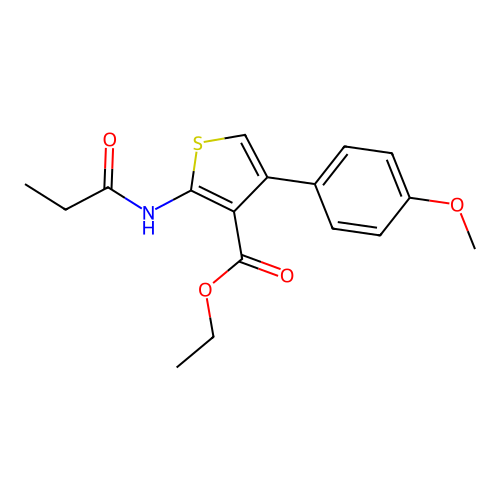 Ethyl 4-(4-methoxyphenyl)-2-(propanoylamino)thiophene-3-carboxylate structure