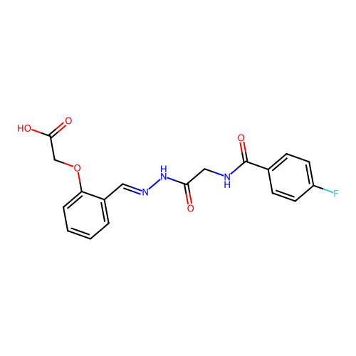 2-[2-[(E)-[[2-[(4-fluorobenzoyl)amino]acetyl]hydrazinylidene]methyl]phenoxy]acetic acid structure