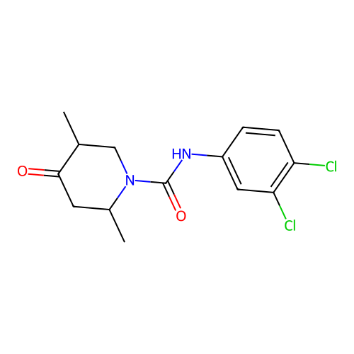 N-(3,4-dichlorophenyl)-2,5-dimethyl-4-oxopiperidine-1-carboxamide structure