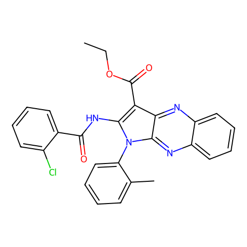 ethyl 2-(2-chlorobenzamido)-1-(o-tolyl)-1H-pyrrolo[2,3-b]quinoxaline-3-carboxylate structure