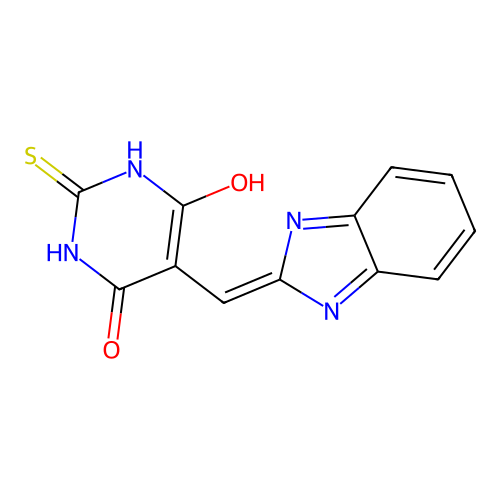 (5Z)-5-(1H-benzimidazol-2-ylmethylidene)-6-hydroxy-2-sulfanylpyrimidin-4(5H)-one structure