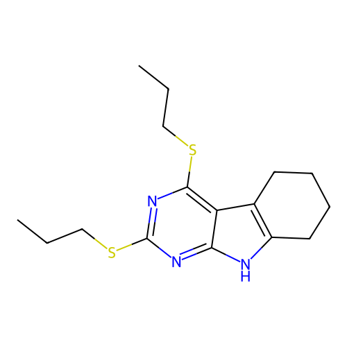 2,4-bis(propylsulfanyl)-6,7,8,9-tetrahydro-5H-pyrimido[4,5-b]indole structure
