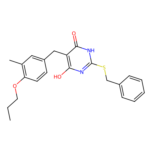 2-(Benzylsulfanyl)-5-(3-methyl-4-propoxybenzyl)pyrimidine-4,6-diol structure