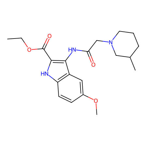 ethyl 5-methoxy-3-(2-(3-methylpiperidin-1-yl)acetamido)-1H-indole-2-carboxylate structure