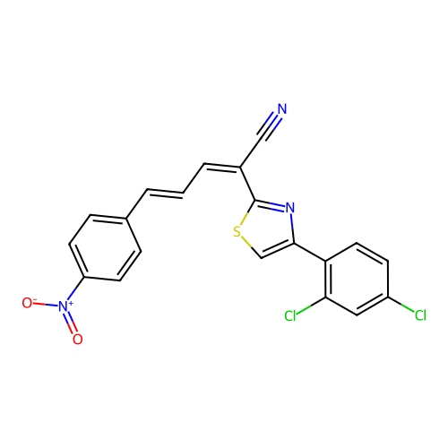 (2Z,4E)-2-[4-(2,4-dichlorophenyl)-1,3-thiazol-2-yl]-5-(4-nitrophenyl)penta-2,4-dienenitrile structure